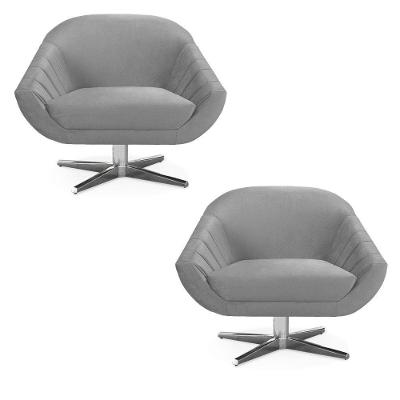 Kit 02 Poltronas Veludo Cinza