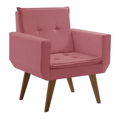 Poltrona Decorativa Taurus 1 Lugar Base Palito Tecido Rosa
