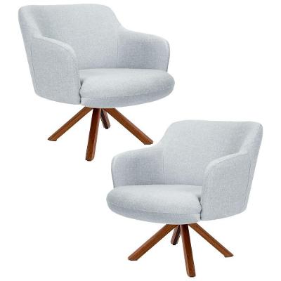 Kit 2 Poltronas Base Madeira Jade C-315 Linho Cinza