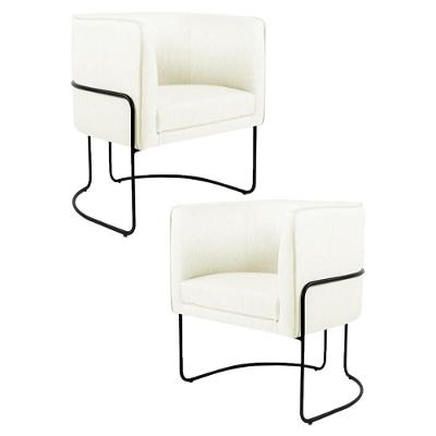 Kit 2 Poltronas Decorativas Base Aço Betina C-26 Corano Bege - Domi