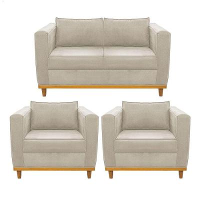 Kit Sofá 2 Lugares 2 Poltronas Europa Suede Bege