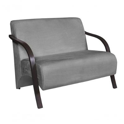 Poltrona 2 Lugares Vênus Suede Braço Madeira Cinza