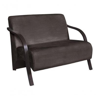 Poltrona 2 Lugares Vênus Suede Braço Madeira Marrom
