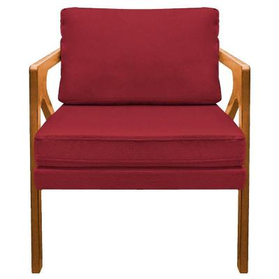 Poltrona Decorativa Elizabeth Suede Cor Vermelho