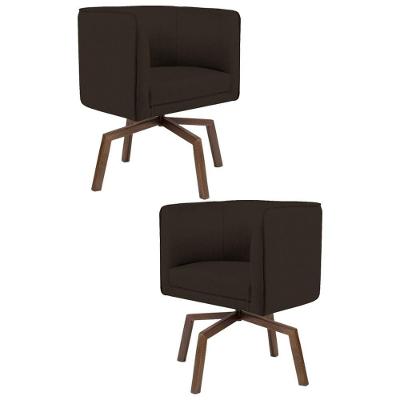 Kit 2 Poltronas Base Ka Madeira Betina C-34 Corano Marrom - Domi