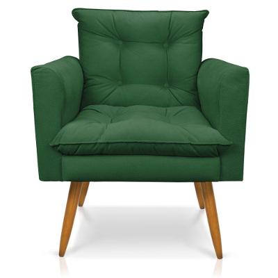 Poltrona Olivia Suede Pés Palito Castanho - Pallazio Cor Verde
