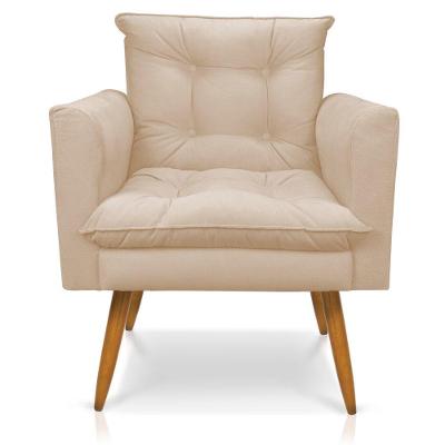 Poltrona Olivia Suede Pés Palito Castanho - Pallazio Cor Bege