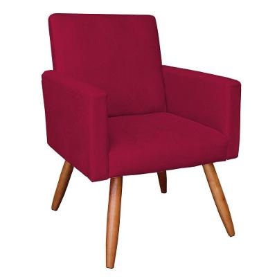 Poltrona Nina Suede Pés Palito Castanho - Pallazio Cor Vermelho