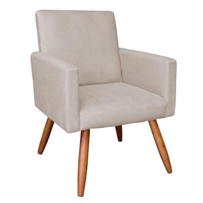 Poltrona Nina Suede Pés Palito Castanho - Pallazio Cor Bege