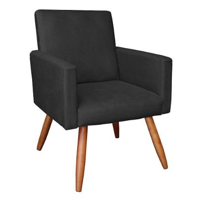 Poltrona Nina Suede Pés Palito Castanho - Pallazio Cor Preto