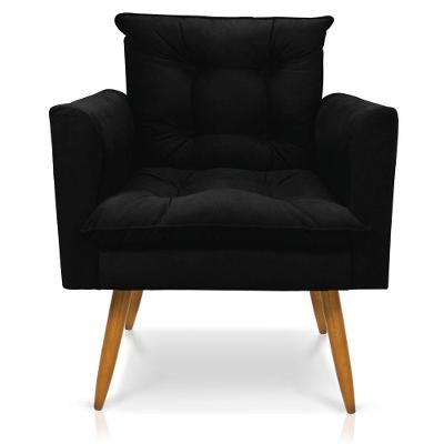 Poltrona Olivia Suede Pés Palito Castanho - Pallazio Cor Preto
