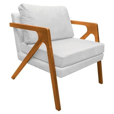 Poltrona Decorativa Elizabeth Suede Cor Branco
