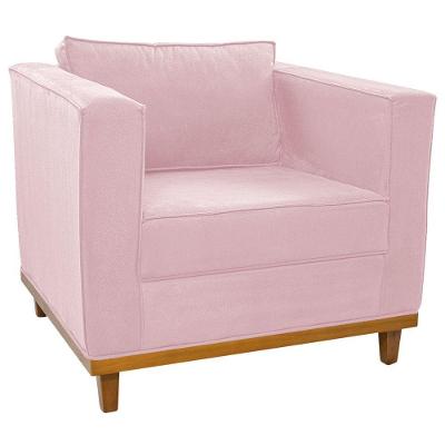 Poltrona Decorativa Europa Suede Doce Sonho Móveis Cor Rosa Bebê
