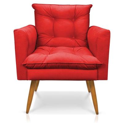 Poltrona Olivia Suede Pés Palito Castanho - Pallazio Cor Vermelho