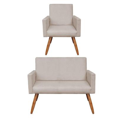 Kit Poltrona e Namoradeira Nina Suede Bege