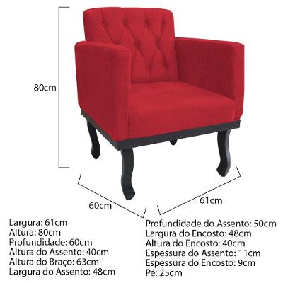 Poltrona Classic Pés Luís Xv Suede Vermelho