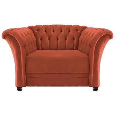 Poltrona Decorativa Chesterfield Sofia Suede Terracota