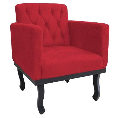 Poltrona Classic Pés Luís Xv Suede Vermelho
