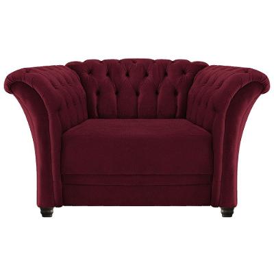 Poltrona Decorativa Chesterfield Sofia Suede Bordô