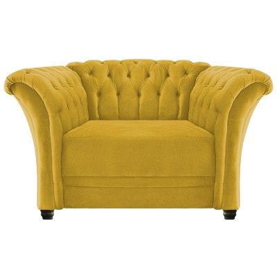 Poltrona Decorativa Chesterfield Sofia Suede Amarelo