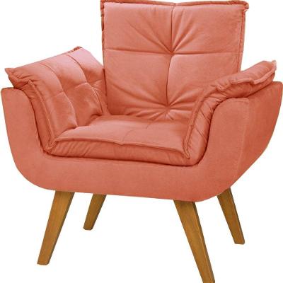 Poltrona Decorativa Opala Suede Cinza - Dora Bela Cor Rosa