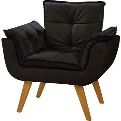 Poltrona Opala Suede Preto Dora Bela Preto Liso