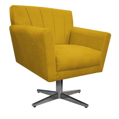 Poltrona Laura Base Giratória de Metal Suede Amarelo