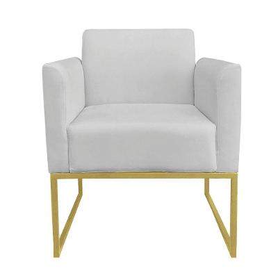Poltrona Marisa Suede Base Industrial Metálica Dourado