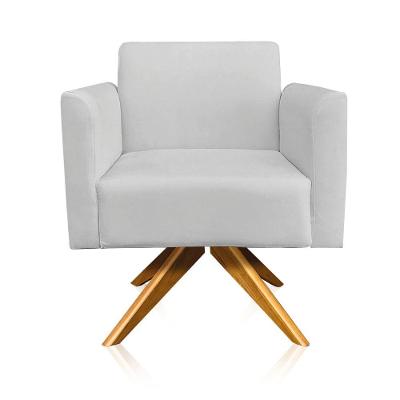 Kit 02 Poltronas Giratória Marisa Suede Base Madeira