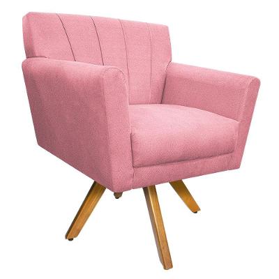 Poltrona Laura Suede Rosa Bebê