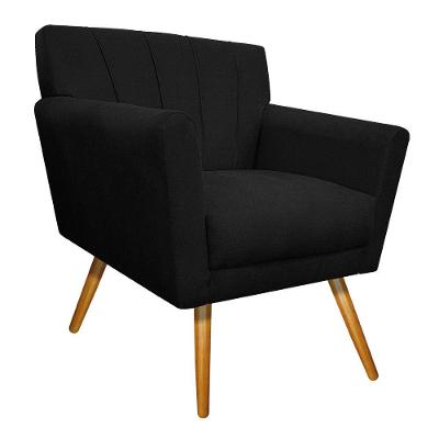 Poltrona Laura Pés Palito Mel Suede Preto