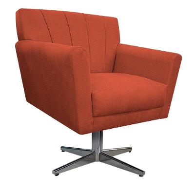 Poltrona Laura Base Giratória de Metal Suede Terracota