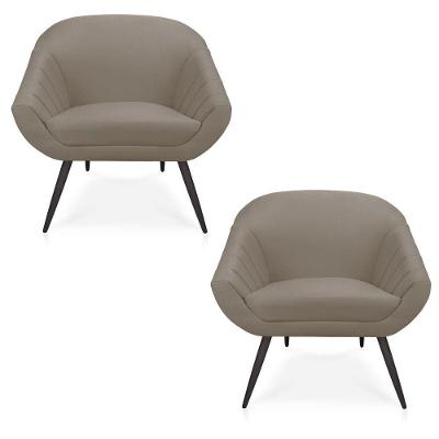 Kit 02 Poltronas Giovana Suede Marrom Rato de Ferro