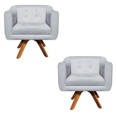 Kit 02 Poltronas Giratória Julia Base Madeira Mm30 D'rossi