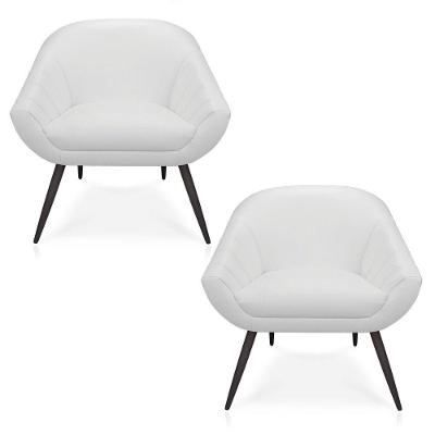 Kit 02 Poltronas Giovana Corino Branco Pés Palito De Ferro