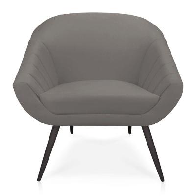 Poltrona Giovana Suede Grafite Pés Palito De Ferro