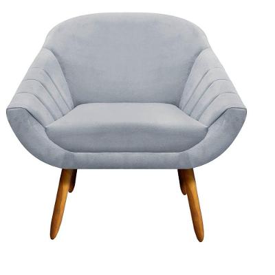 Poltrona Giovana Suede Cinza PéS Palito Castanho D'Rossi