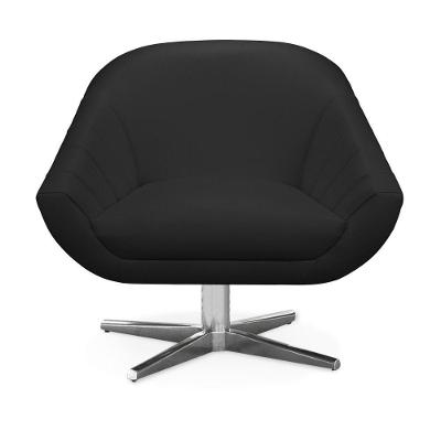 Kit 02 Poltronas Giratória Giovana Corino Preto Base Cromada