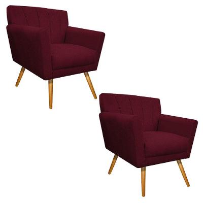 02 Poltronas Laura Palito Suede Bordô