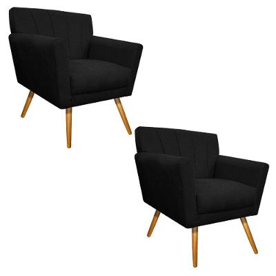02 Poltronas Laura Palito Suede Preto