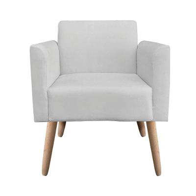 Poltrona Marisa Suede Cinza Pés Palito Natural D'rossi
