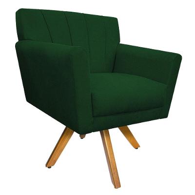 Poltrona Laura Base Giratória de Madeira Suede Verde