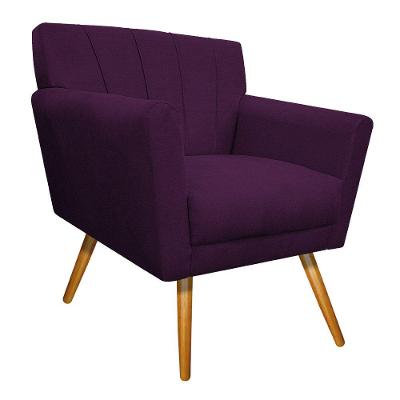 Poltrona Laura Pés Palito Suede Roxo