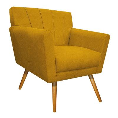Poltrona Laura Pés Palito Suede Amarelo