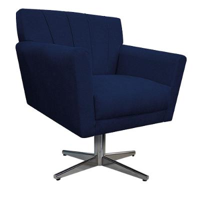 Poltrona Laura Giratória Metal Suede Azul Marinho Doce Sonho