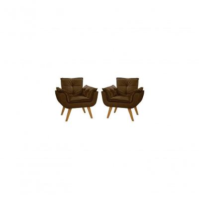 Kit 02 Poltronas Decorativas Opala Suede Rosa Bebê