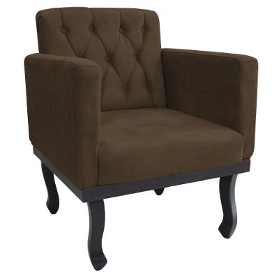 Poltrona Classic Pés Luís Xv Suede Marrom Doce Sonho Móveis