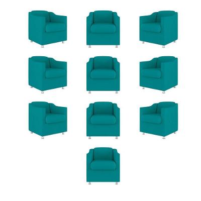 Kit 10 Poltronas Decorativa Tilla Consultório Recepção Suede azul Turquesa