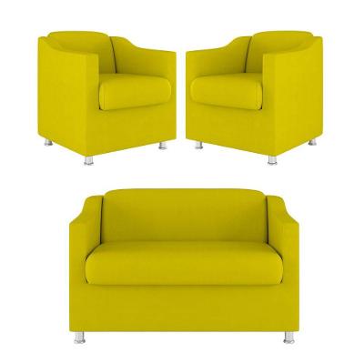 Kit 02 Poltrona Tilla Recepção + Namoradeira Sala Quarto amarelo