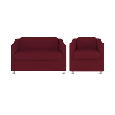 Kit Poltrona Tilla Recepção + Namoradeira Sala, Quarto Suede marsala